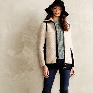 ANTHROPOLOGIE COLORBLOCK BOUCLE COAT XS NWT $158